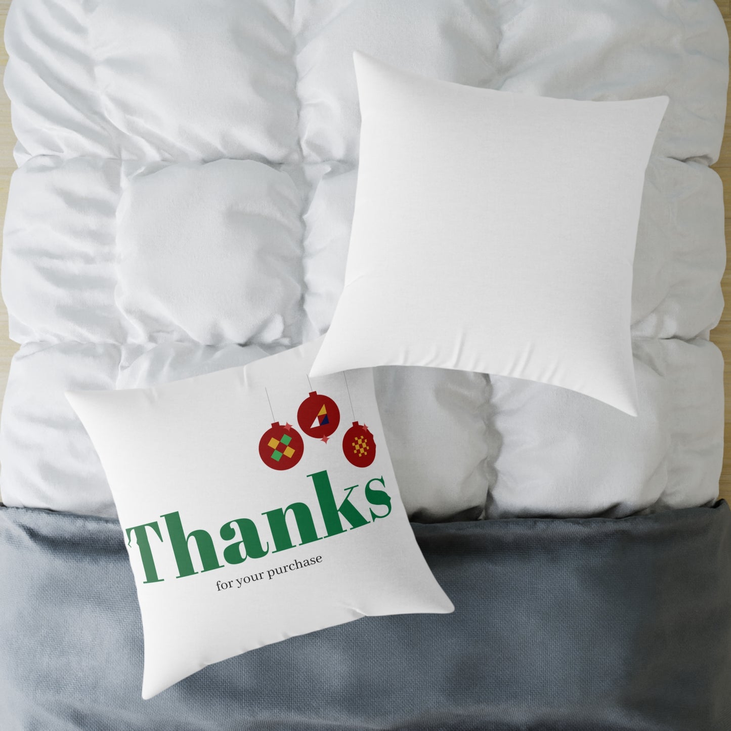 Holiday 'Thanks for your purchase' Decorative Pillow - Christmas Ornament Thank You Cushion