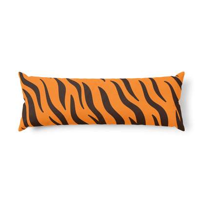 Tiger Stripe Body Pillow — Orange & Black Animal Print Support Pillow
