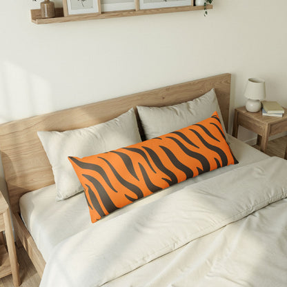 Tiger Stripe Body Pillow — Orange & Black Animal Print Support Pillow