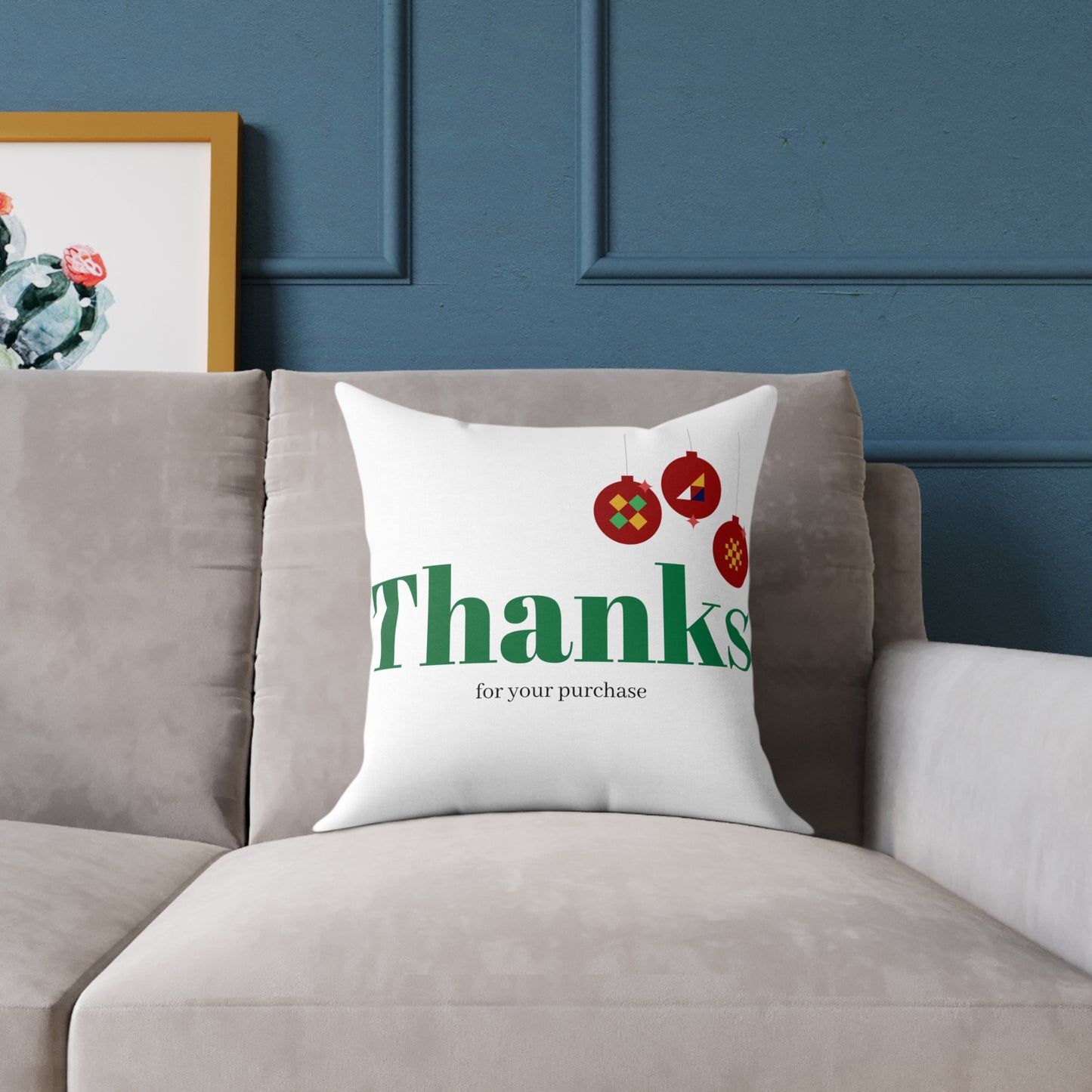Holiday 'Thanks for your purchase' Decorative Pillow - Christmas Ornament Thank You Cushion