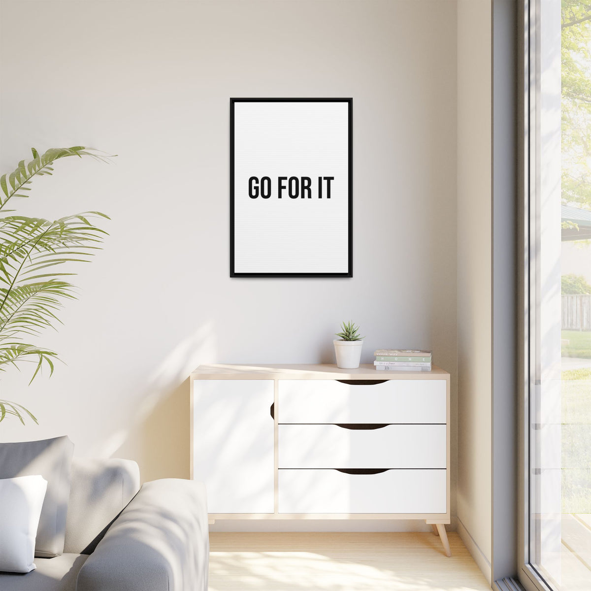Motivational Wall Art Print — "Go For It" Framed Matte Canvas