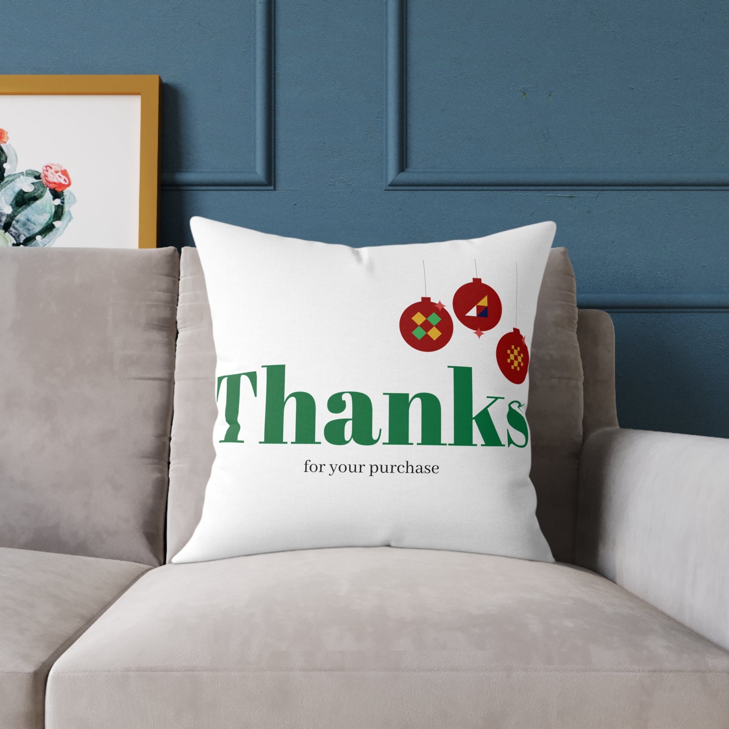 Holiday 'Thanks for your purchase' Decorative Pillow - Christmas Ornament Thank You Cushion